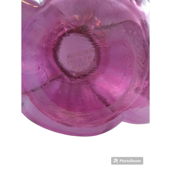 Vintage Mouth Blown Pink Iridescent Bubble Booty Vase by Silvestri - Picture 7 of 7